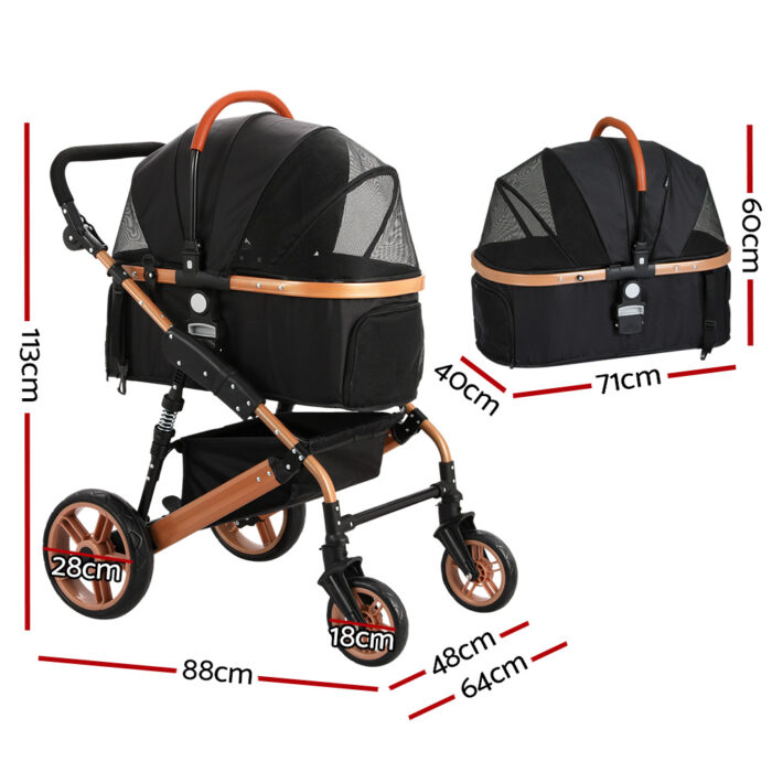 i.Pet Pet Stroller Dog Pram Large Cat Carrier Travel Foldable Pushchair 4 Wheels - Image 2