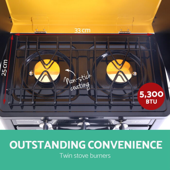 Devanti Portable Gas Oven LPG Black - Image 4
