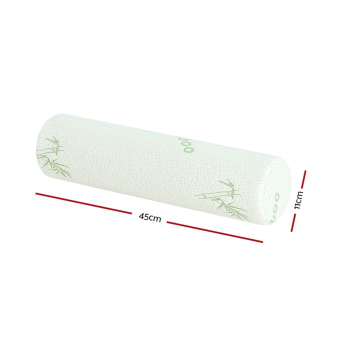 Giselle Bedding Memory Foam Neck Roll Pillow Bamboo Cover - Image 2