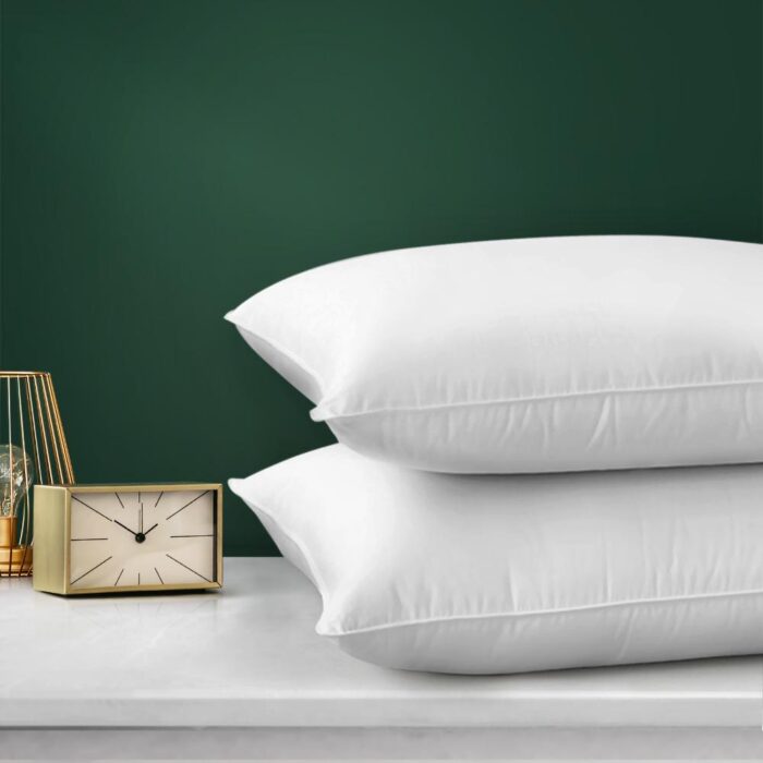 Bedra Pillow Duck Feather Down Standard Pillows Cotton Cover - Twin Pack - Image 2