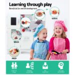 Keezi Kids Kitchen Play Set Wooden Pretend Toys Cooking Children Food White - Image 4