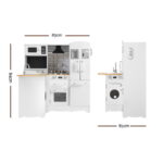 Keezi Kids Kitchen Play Set Wooden Pretend Toys Cooking Children Fridge White - Image 2