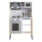 Keezi Kids Kitchen Play Set Wooden Pretend Toys Cooking Children Cookware Sink - Image 3