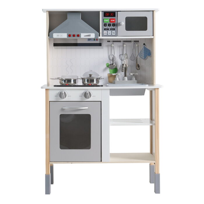 Keezi Kids Kitchen Play Set Wooden Pretend Toys Cooking Children Cookware Sink - Image 3