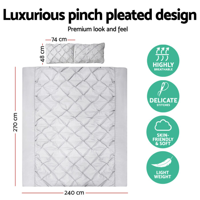 Giselle Bedding Quilt Cover Set Diamond Grey Super King - Image 2