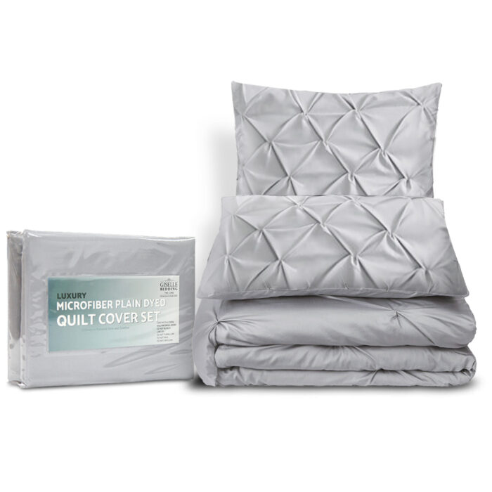 Giselle Bedding Quilt Cover Set Diamond Grey Super King - Image 4