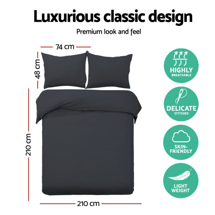 Giselle Bedding Quilt Cover Set Classic Black Queen - Image 2