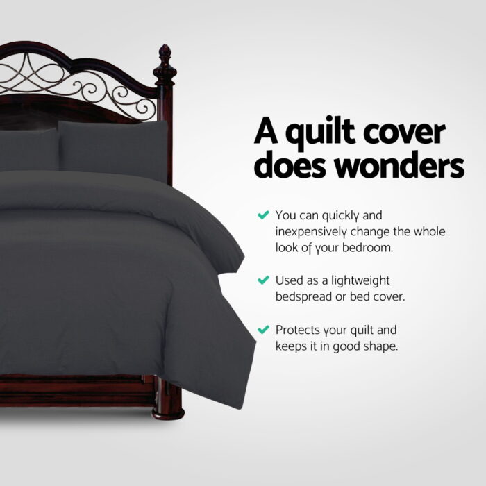 Giselle Bedding Quilt Cover Set Classic Black Super King - Image 3