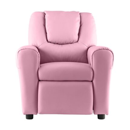 Oikiture Kids Recliner Chair Sofa Children Lounge PU Leather Couch Armchair Pink