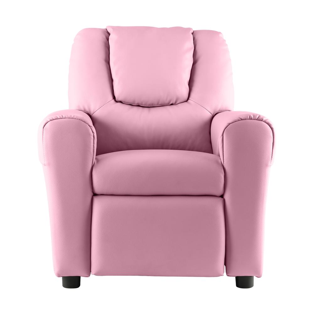 RC-KID-CUP-PK-01 Oikiture Kids Recliner Chair Sofa Children Lounge PU Leather Couch Armchair Pink - Image 1