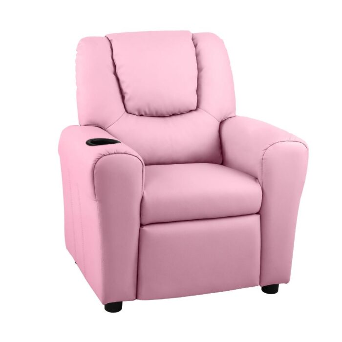 Oikiture Kids Recliner Chair Sofa Children Lounge PU Leather Couch Armchair Pink - Image 5