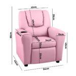 Oikiture Kids Recliner Chair Sofa Children Lounge PU Leather Couch Armchair Pink - Image 3