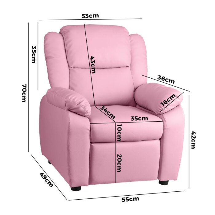 Oikiture Kids Recliner Chairs Children Lounge Sofa PU Armchair w/ Hidden Storage - Image 2
