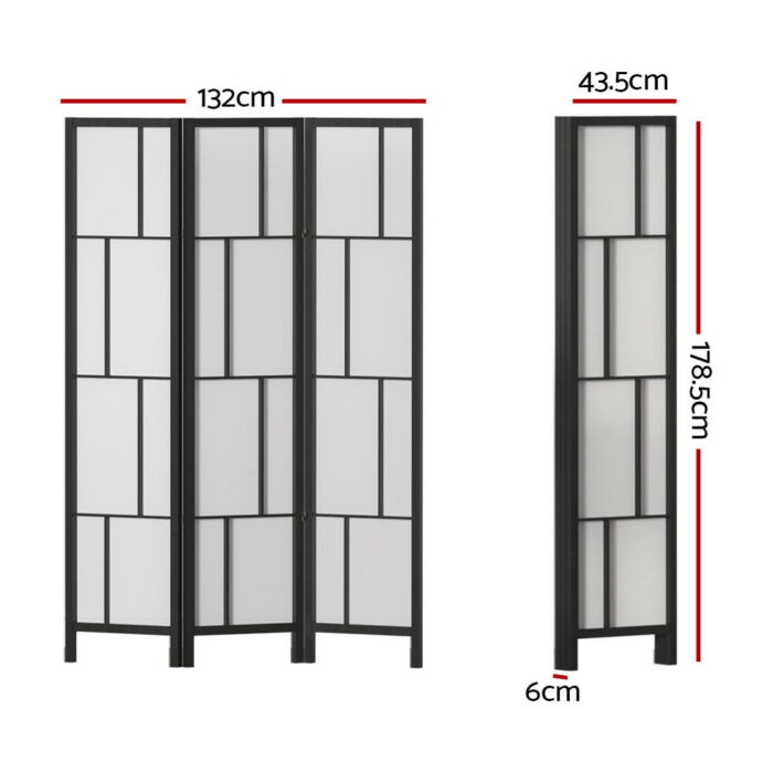 Artiss Ashton Room Divider Screen Privacy Wood Dividers Stand 3 Panel Black - Image 2
