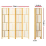 Artiss Ashton Room Divider Screen Privacy Wood Dividers Stand 4 Panel Natural - Image 2