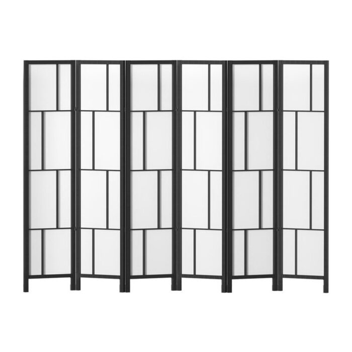Artiss Ashton Room Divider Screen Privacy Wood Dividers Stand 6 Panel Black - Image 3