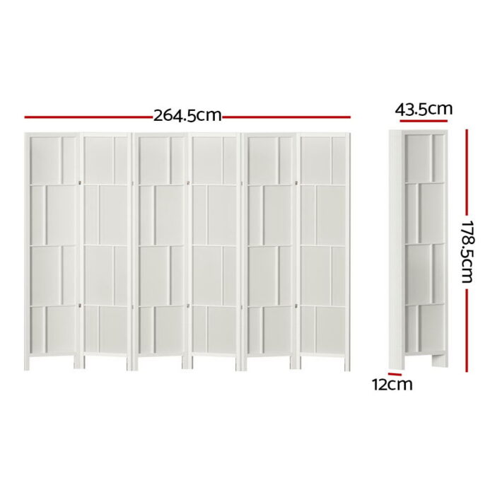 Artiss Ashton Room Divider Screen Privacy Wood Dividers Stand 6 Panel White - Image 2