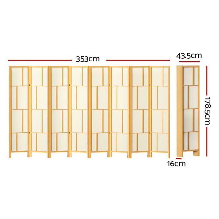 Artiss Ashton Room Divider Screen Privacy Wood Dividers Stand 8 Panel Natural - Image 2