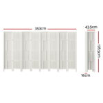 Artiss Ashton Room Divider Screen Privacy Wood Dividers Stand 8 Panel White - Image 2