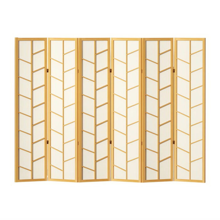 Artiss Room Divider Screen Privacy Wood Dividers Stand 6 Panel Archer Natural - Image 3