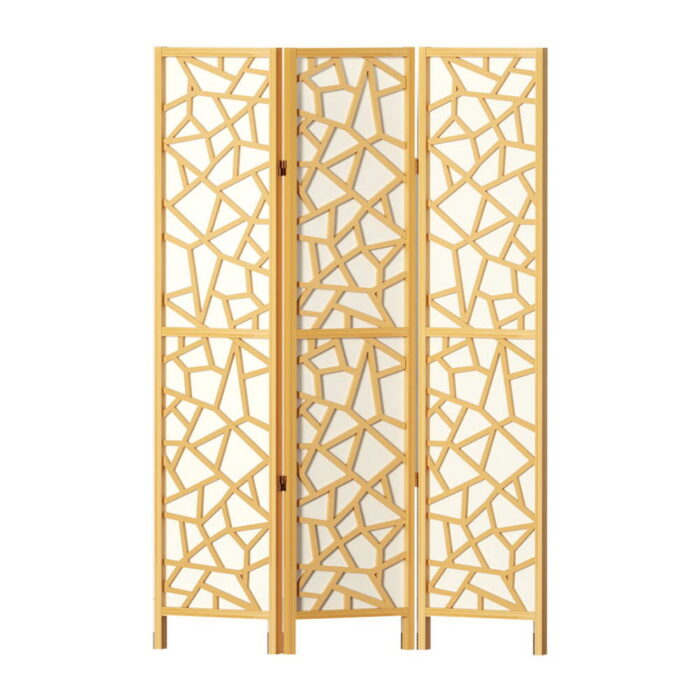 Artiss Clover Room Divider Screen Privacy Wood Dividers Stand 3 Panel Natural - Image 3