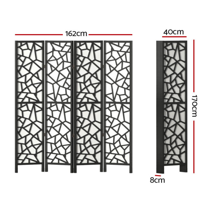 Artiss 4 Panel Room Divider Screen 162x170cm Clover Black - Image 2