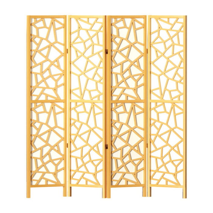 Artiss 4 Panel Room Divider Screen 162x170cm Clover Natural - Image 3