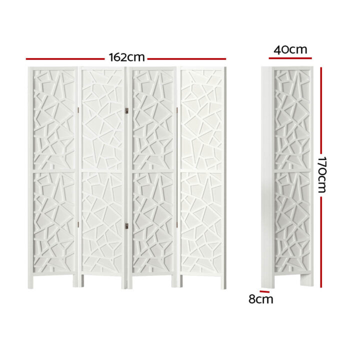 Artiss 4 Panel Room Divider Screen 162x170cm Clover White - Image 2