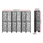 Artiss Clover Room Divider Screen Privacy Wood Dividers Stand 6 Panel Black - Image 2