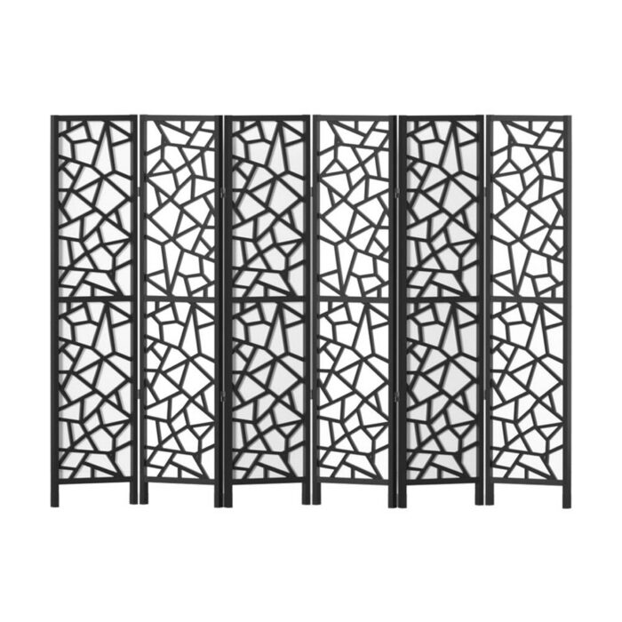 Artiss Clover Room Divider Screen Privacy Wood Dividers Stand 6 Panel Black - Image 3
