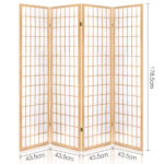 Artiss 4 Panel Room Divider Screen 174x179cm Natural - Image 2