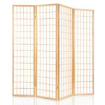 Artiss 4 Panel Room Divider Screen 174x179cm Natural - Image 3