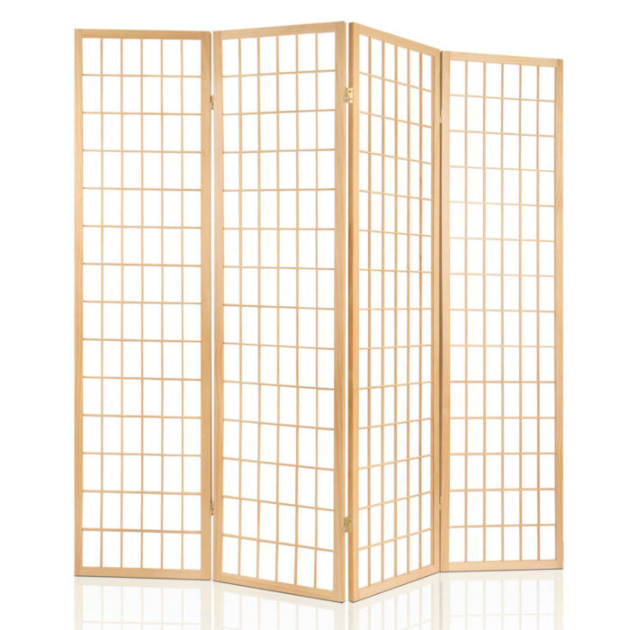 Artiss 4 Panel Room Divider Screen 174x179cm Natural - Image 3
