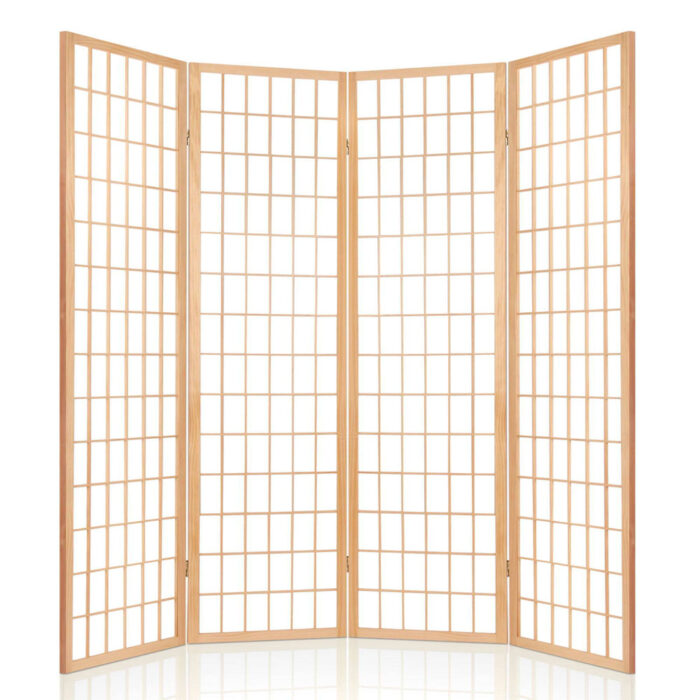 Artiss 4 Panel Room Divider Screen 174x179cm Natural - Image 4