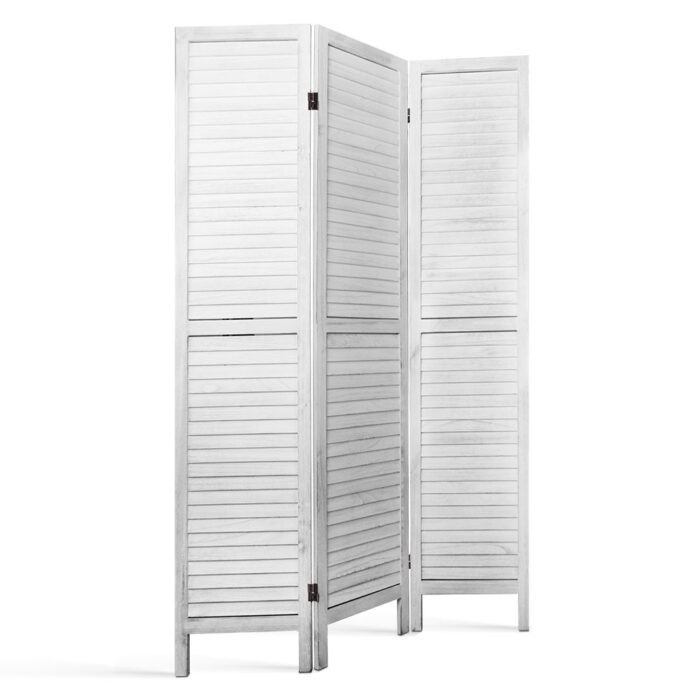 Artiss 3 Panel Room Divider Screen 120x170cm Louver White - Image 3