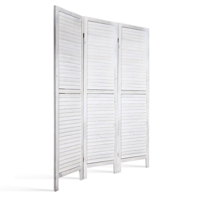 Artiss 3 Panel Room Divider Screen 120x170cm Louver White - Image 4