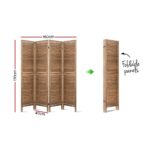 Artiss 4 Panel Room Divider Screen 160x170cm Louver Oak - Image 2