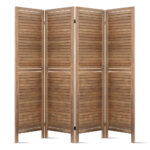 Artiss 4 Panel Room Divider Screen 160x170cm Louver Oak - Image 3