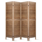 Artiss 4 Panel Room Divider Screen 160x170cm Louver Oak - Image 4