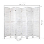 Artiss 6 Panel Room Divider Screen 245x170cm Louver White - Image 2