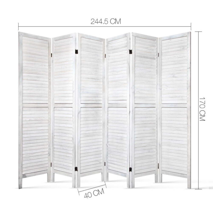Artiss 6 Panel Room Divider Screen 245x170cm Louver White - Image 2
