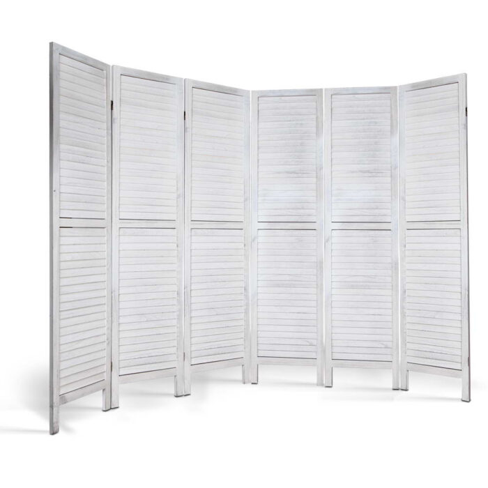 Artiss 6 Panel Room Divider Screen 245x170cm Louver White - Image 4