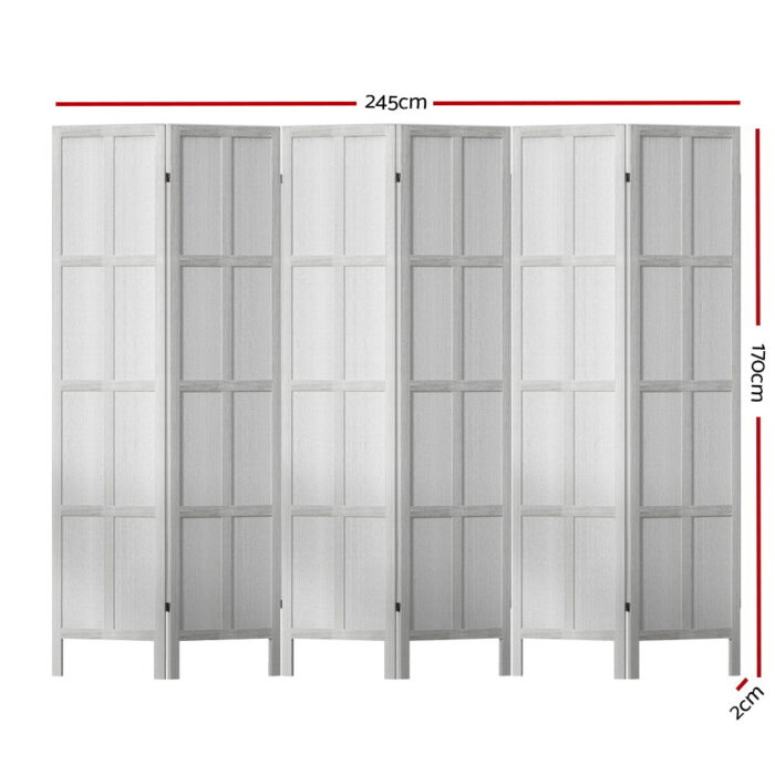 Artiss Jade Room Divider Screen Privacy Wood Dividers Stand 6 Panel White - Image 2