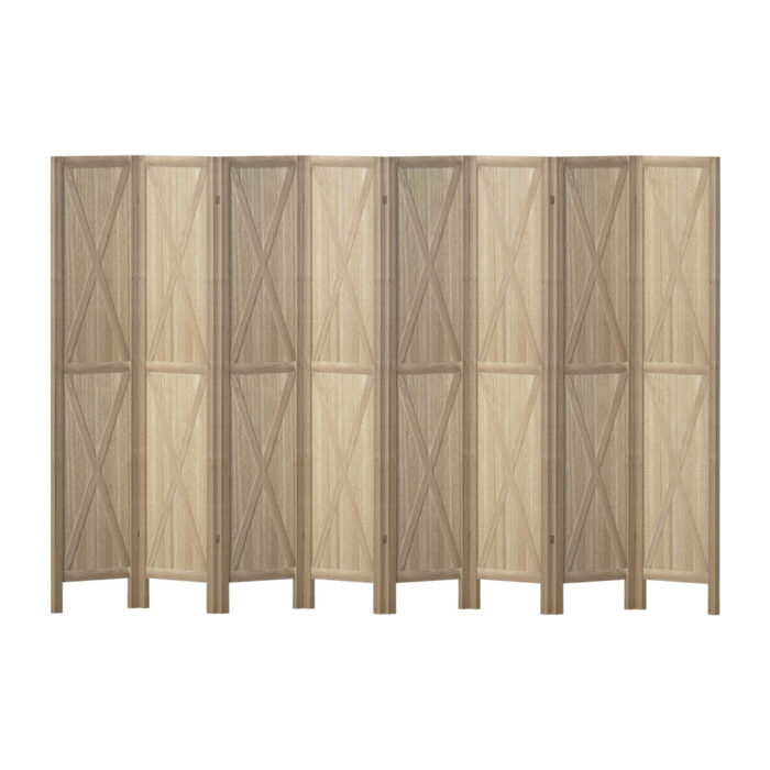 Artiss Silon Room Divider Screen Privacy Wood Dividers Stand 8 Panel Brown - Image 3