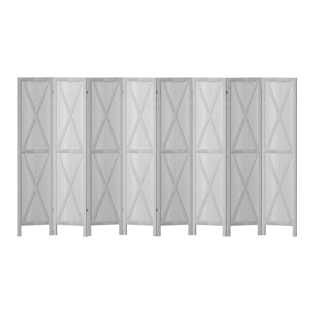 RD-B-X-8P-WH-00 Artiss Silon Room Divider Screen Privacy Wood Dividers Stand 8 Panel White - Image 1