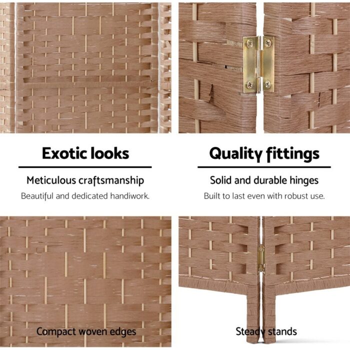 Artiss 6 Panel Room Divider Screen 245x170cm Woven Natural - Image 3