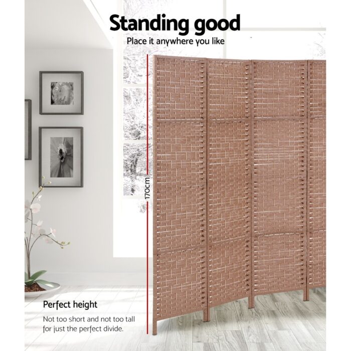 Artiss 8 Panel Room Divider Screen 326x170cm Woven Natural - Image 4