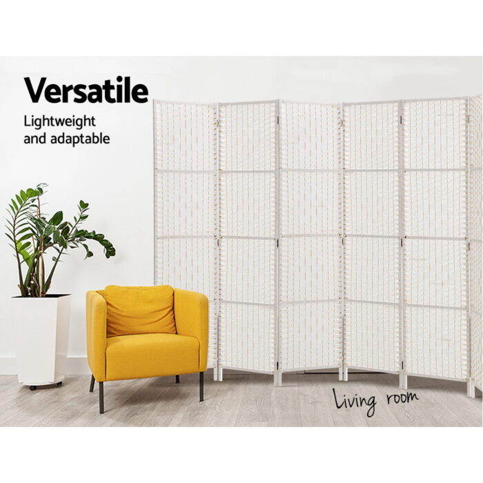Artiss 8 Panel Room Divider Screen 326x170cm Woven White - Image 4