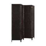 Oikiture 4 Panel Room Divider Privacy Screen Brown