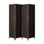 Oikiture 4 Panel Room Divider Privacy Screen Brown - Image 6